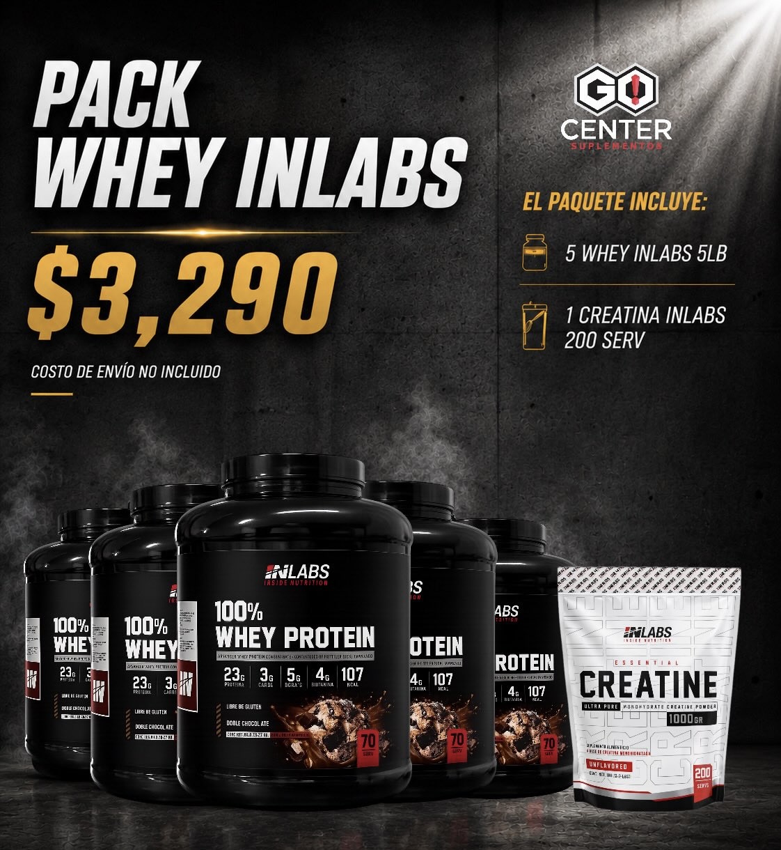 Pack Whey Inlabs 5 + Creatina 200