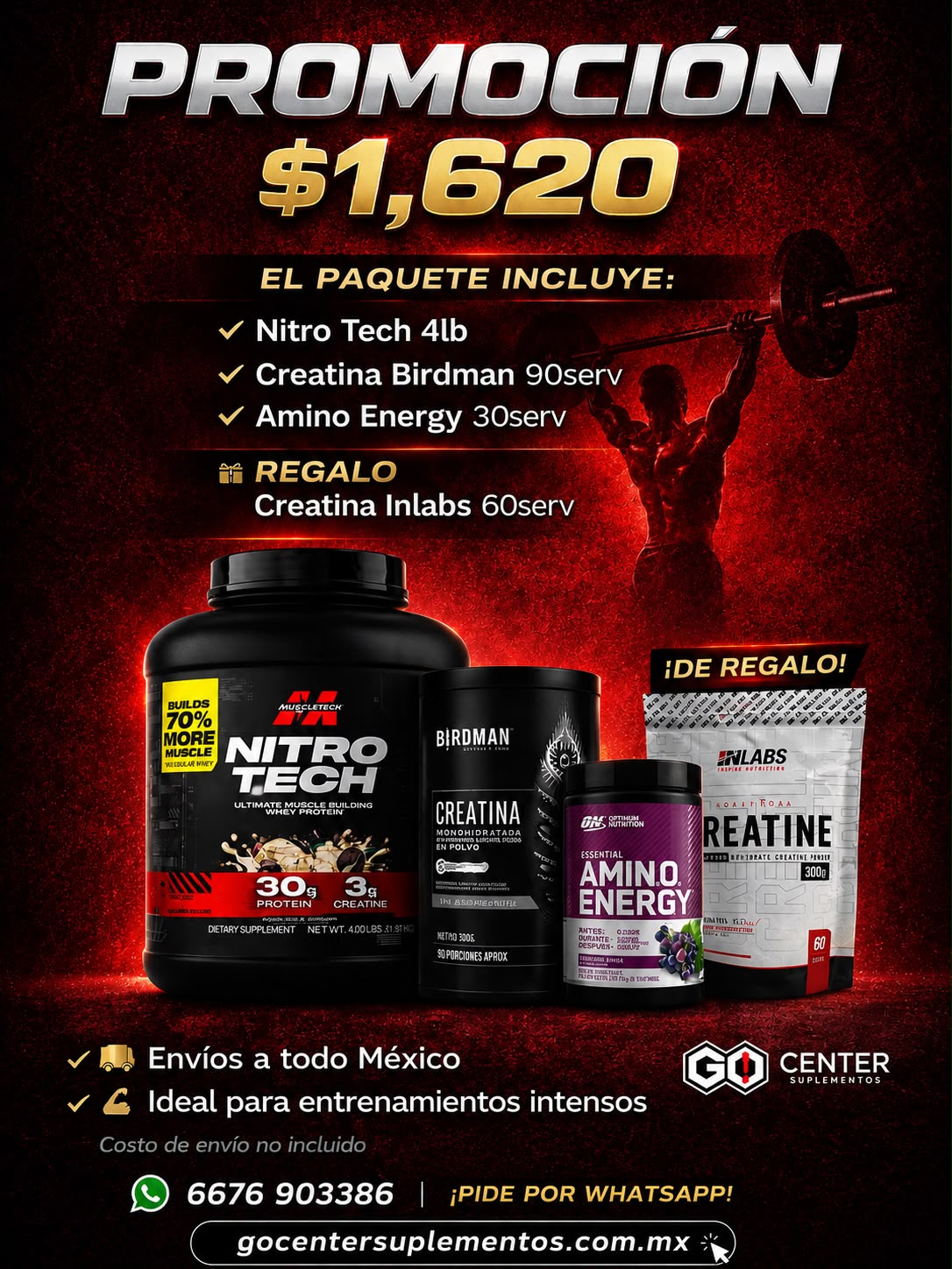 Promocion Nitro Tech, Amino y Creatina