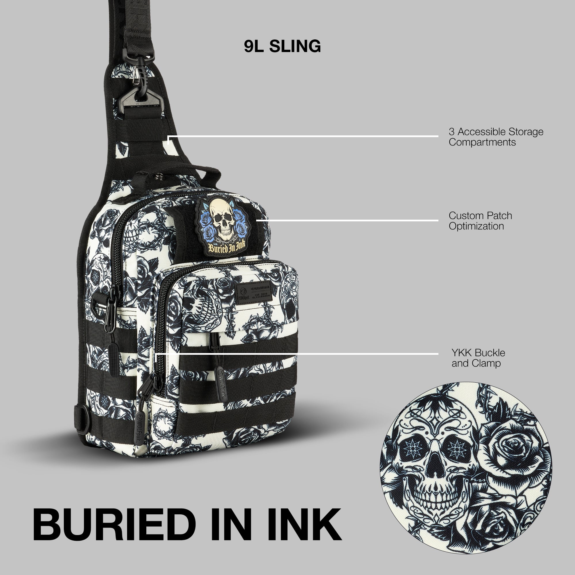 9L Tactical Sling Bag Buried In Ink